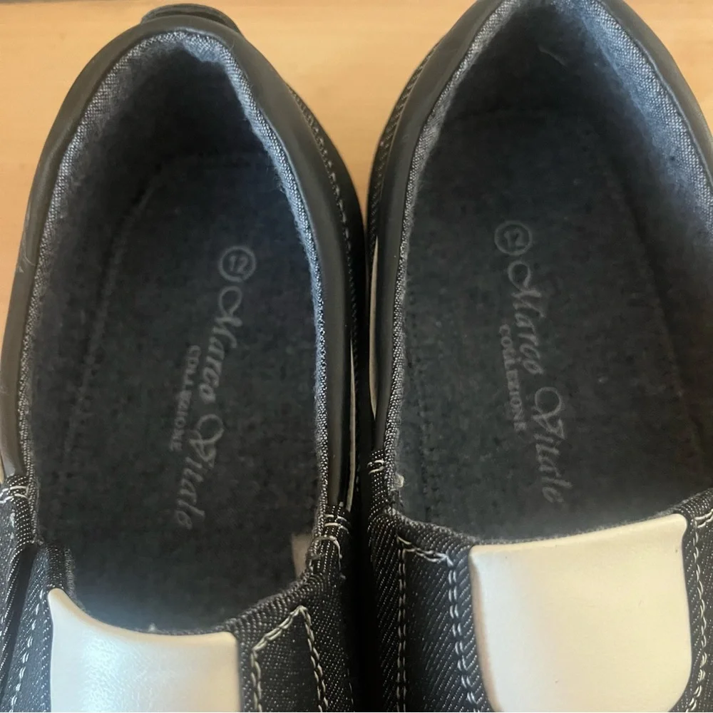 Marco‎ Vitale Men's Slip-On Denim Leather Sneakers | Size 12 | Black